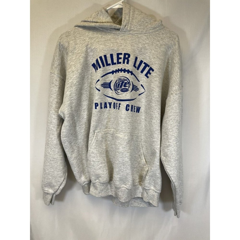 Gildan Vintage Hoodie Mens XL Miller Lite Playoff Crew Grey